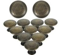 Cabilock 12pcs Vintage Round Dresser Knobs 30mm Iron Bronze Cabinet Handles | Decorative Pulls with Patterned Finish and Bolts, for Cupboards, Nightstands, Furniture Makeovers and Home Renovation