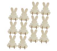 Cabilock 12pcs Wooden Easter Bunny Cutouts DIY Decorations for Unfinished Rabbit Figurines for Painting and Crafting Wood Easter Rabbit Ornaments