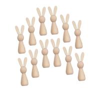 Cabilock 12pcs Wooden Rabbit Craft Kit Smooth Polished DIY Painting Easter Bunny Figurines Safe for All Ages Home Decor Rabbit Figures Favors