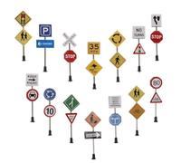 Cabilock 14Pcs Miniature Traffic Signs Set for Sand Table DIY Micro Landscape, Simulation Road Indicators Educational, School Teaching Aids Model Accessories