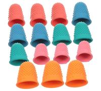 Cabilock 15pcs Rubber Finger Caps Reusable Finger Protectors for Money Counting Writing Sorting Hot Glue Sports Gaming Flexible Fingertip Covers with Precision Grip Multi-color Sleeves