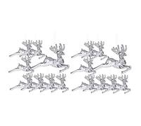 Cabilock 16 pcs Clear Acrylic Reindeer Christmas Hanging Ornaments Lightweight Transparent Elk Pendants with Hanging Rope for Tree Wreath Window Shelf Decor Xmas Party Decorations