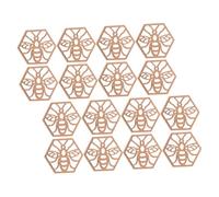 Cabilock 16pcs Bee Themed Wooden Coasters with Honeycomb Design Heat Resistant Drink Mats and Wall Hanging Ornaments for Coffee Shops Home Decor Wedding and Christmas Party Table Protection