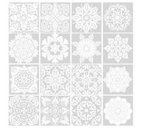 Cabilock 16pcs Reusable Painting Stencil Delicate Painting Stencils Pet Plastic Material Washable Imagination Flower Templates for Making and Bookmark