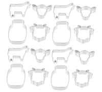 Cabilock 16pcs Stainless Steel Biscuits Cutters Cookie Molds for Kitchen Baking Tools Cookie Cutters for Dessert Mould and Farm Animal