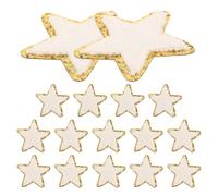 Cabilock 16pcs White Star Sew Patches with Sequin Gold Edge Embroidered Self-Adhesive Appliques for Clothes Jackets Hats Backpacks Easy DIY Repair and Decorative Embellishments for Shirts