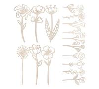 Cabilock 16pcs Wooden Flower Decoration Home Decor Wooden Decor Collectors Wood Flowers with Stems Wildflowers Cutouts Floral Art Creators Wedding Planners Wood Cutouts Beige