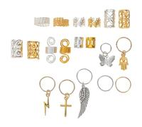 Cabilock 185pcs Zinc Alloy Hair Charms for Dreadlocks Braid Accessories Braided Hair Rings Gold Silver Tone Jewelry for Braids Locs Stylish Decorations