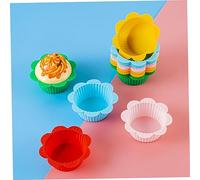 Cabilock 18pcs Reusable Silicone Cupcake Baking Cups Flower-Shaped Non-Stick Muffin Liners for Cake Shops Bakeries Cafeterias Safe Material