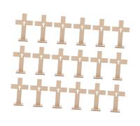 Cabilock 18pcs Rustic Unfinished Wooden Crosses with Stable Base Small Decorative Tabletop Ornaments for Easter Baptism Church Celebrations and Spiritual Home