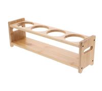 Cabilock 1pc Bamboo Seasoning Storage Rack Four-holes Spice Bottle Organizer for Kitchen Countertop Condiment Jars Holder for Spices Sugar and Sauces Space-saving