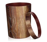 Cabilock 1Pc Creative Retro Woodgraining Trash Can Imitation Solid Wood Design Space-saving Kitchen Rubbish Container for Home Bedroom Office Easy to Clean PP Material Small
