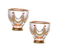 Cabilock 1set Hand Painted Luxury Crystal Glass Cups Thick Bottom Middle Eastern Style Water and Wine Drinking Tumblers with Polished Edges for Home Bar Restaurant Use 2pcs