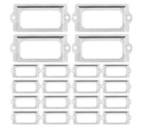 Cabilock 1set Metal Label Holders for File Cabinets and Drawers, Iron Office Tag Frames with Screws, Silver Colour, Vintage Style, Suitable for Bulletin Boards and Archive Corners 30pcs