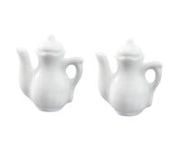 Cabilock 1set Mini Ceramic Teapot for Dollhouse White Teapot with Fine Workmanship Realistic Details and Design Fun Kitchen to Stimulate Imagination and Hands Skills 2pcs