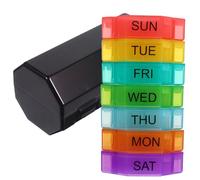 Cabilock 1Set Weekly Pill Organizer Travel Case Compact Day Medication Holder with Separate Compartments for Each Day Lightweight and for Vitamins and Supplements Black