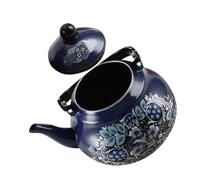 Cabilock 2.5l Enamel Tea Kettle Stovetop Peacock Blue Large Capacity Camp Kettle Whistling Hot Water Pot for Outdoor Hiking and Travel