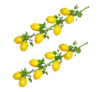 Cabilock 2 Bunches Artificial Lemon String Hanging Fruit Prop Simulation Decor with Lifelike Lemons for Home Garden Party Decoration