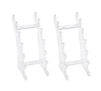 Cabilock 2 Pack Clear Acrylic Pen Display Stands, 6 Slots Each, Desktop Rack for Fountain Pens, Markers, Eyebrow Pencils and Slim Makeup Brushes