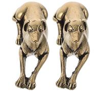 Cabilock 2-Pack Solid Brass Sausage Dog Figurines - Vintage Dachshund Miniatures, Antique Style Metal Hound Statues for Home Office Desk, Small Dog Lover Present & Mantelpiece Ornaments