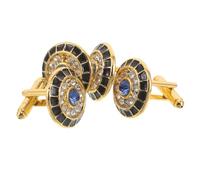 Cabilock 2 Pairs Elegant round Evil Eye Rhinestone Cufflinks for Men, Alloy Metal Tuxedo Shirt Studs Set, Resists Fading and Maintains Brilliant Shine, for Formal Gatherings and Weddings