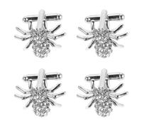 Cabilock 2 Pairs Halloween Spider Rhinestone Cufflinks for Blouses and Jackets, French Design Alloy with Sparkly Rhinestone Spider Motif, Secure Fit Prevents Shifting, for Formal Occasions
