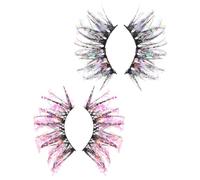 Cabilock 2 Pairs Luminous Faux Eyelashes for Creative Fluorescence Design, Easy to Use Fiber Material, for Parties and Dates, Glitter False Eyelash Extensions Dramatic 25mm Length