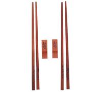 Cabilock 2 Pairs Reusable Chopsticks Gift Set: Japanese Chinese Style Wooden Chop Sticks - Anti-Slip Utensils for Eating with Holder & Present Case
