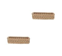 Cabilock 2 pcs Brown Imitation Rattan Sundries Storage Basket Compact Table Organizer for Seasoning Jars Candy Container Practical Kitchen and Home Desktop Sorting Box Housewarming Gift