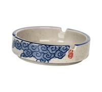 Cabilock 2 pcs Decorative Ceramic Ashtray Blue Glazed Environmental Friendly Hand Painted Porcelain for Home Parties Bars Dorm Room Use