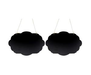 Cabilock 2 Pcs Double-Sided Wooden Cloud-Shaped Blackboard Signs Lanyard, Erasable Display Boards for Painting and Message Writing, Creative Office and Home Decor
