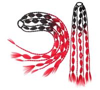 Cabilock 2 Pcs Gradient Black Red Ponytail Wigs for Women Long Synthetic Ponytail Hair Extensions with Hair Tie Colorful Bubble Lantern Style for Daily and Party Use