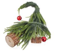 Cabilock 2 Pcs Mini Christmas Tree Small Tabletop Pine Needle Tree with Weighted Base PE Material Indoor Xmas Decor for Home Office Classroom