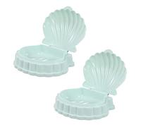 Cabilock 2 Pcs Sea Shell Shaped Soap Holder with Drainage Smooth Edges PP Soap Dish Trays and Small Item Storage