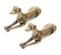 Cabilock 2 Pcs Vintage Solid Brass Dachshund Figurines, Small Hound Shaped Metal Dog Statues for Home and Office Decor, Collectible Brass Dog Miniature Ornaments for Pet Enthusiasts