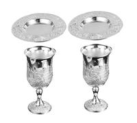 Cabilock 2 Set Jewish Shabbat Cup Set with Tray Wine Goblets for Passover Seder Wedding Goblets for Bar and Bat Mitzvah Celebrations Traditional Blessing Cups