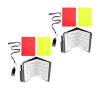 Cabilock 2 Sets Football Referee Red Yellow Card Set with Whistle and Score Sheets, Soccer Penalty Cards Kit for Match Warnings and Official Game Use