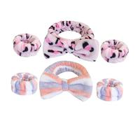 Cabilock 2 Sets Makeup Headband and Wristband Set for Face Washing with Comfortable Cloth Material and Creative Bow Shape, Prevent Water from Flowing down Arms, for Spa and Shower Use