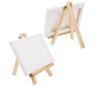 Cabilock 2 Sets Portable Mini Wooden Tabletop Easel with Canvas Frames Art Display Stands for Painting Drawing and Photo Display for Home Classroom Weddings and Parties