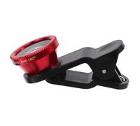 Cabilock 2 Sets Universal 3-in-1 Smartphone Camera Kit with Red Fish Eye, Wide Angle, and Macro Lenses, Black Clip-on Design for Mobile Photography