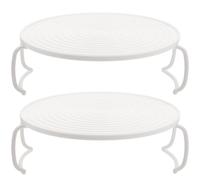 Cabilock 2 Tier Microwave Plate Stacker Rack with Handles Layered Steam Rack for Oven and Microwave Space Saving Folding Plastic Tray for Cooking Snacks and Bacon