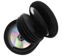 Cabilock 20 Capacity Round CD Holder Case Set of 3, Portable Oxford Disc Storage Wallet with Zip Closure, Compact DVD Organiser Bag for Car Travel Music Video Games (Black)