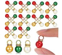 Cabilock 200pcs Mini Christmas Baubles with Pearllike Lustrous Finish Small Tree Hanging Ornaments for Holiday Party Decorations Elegant Seasonal Xmas Decor in Red Gold Green and White