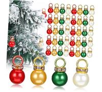Cabilock 200pcs Mini Christmas Tree Hanging Balls Ornaments with Pearllike Finish Reusable Faux Pearl Baubles for Holiday Decorations Crafting and Xmas Party Decor in Red Gold Green and