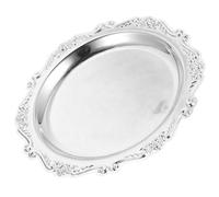 Cabilock 20Cm European Style Alloy Fruit Dish with Embossed Design, Decorative Silver Snack Plate for Home Storage, Party Dessert Holder, Candy and Cake Serving Tray
