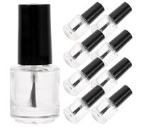 Cabilock 20pcs 5ml Glass Empty Nail Polish Bottles with Electroplated Aluminum Black Caps and Brush Refillable Nail Container for Art and Gel Polish Storage