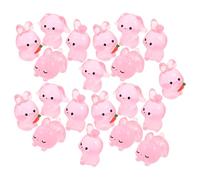 Cabilock 20pcs Glow in The Dark Easter Bunny Resin Figurines Miniature Pink Bunny Desktop Decorations with Night Glow Functionality, Tabletop Figure Ornaments for Easter Party Supplies