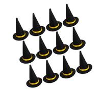 Cabilock 20pcs Mini Halloween Witch Hats Felt Tiny Top Hat Bottle Toppers for Holiday Party Decorations DIY Crafts Lightweight Black Caps for Festive Table and Wine Bottle Accents