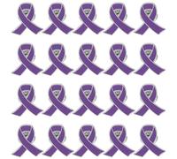 Cabilock 20pcs Purple Ribbon Brooch Pin for Women, Iron Material, Easy to Wear and Take, Small and Light, Decorative Awareness Lapel Pin for Breast Cancer and Anti-violence Support
