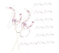 Cabilock 20pcs Ribbon Tassel Wands with Bells and Star Colorful Lace Fairy Stick Streamers for Wedding Bridal Shower Shower Holiday Celebration Decorations